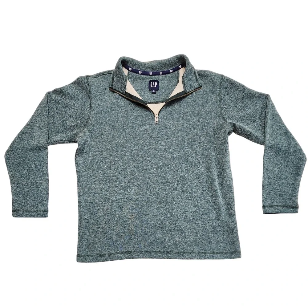 GAP Mens Quarter Zip Pullover Marl Knit Sweater Green Streetwear Size M